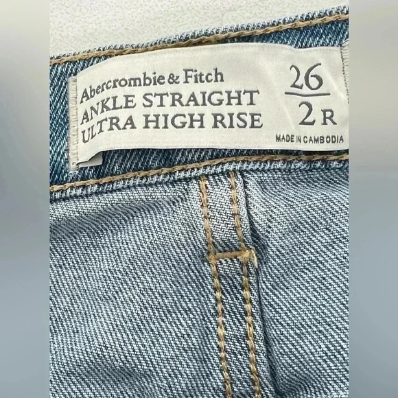 Abercrombie‎ & Fitch Ankle Straight Ultra High Rise Button Fly Jeans Sz 26 - Picture 5 of 11